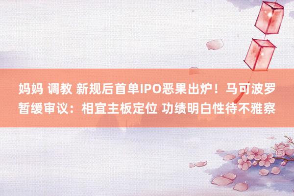 妈妈 调教 新规后首单IPO恶果出炉！马可波罗暂缓审议：相宜主板定位 功绩明白性待不雅察