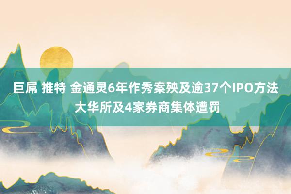 巨屌 推特 金通灵6年作秀案殃及逾37个IPO方法 大华所及4家券商集体遭罚